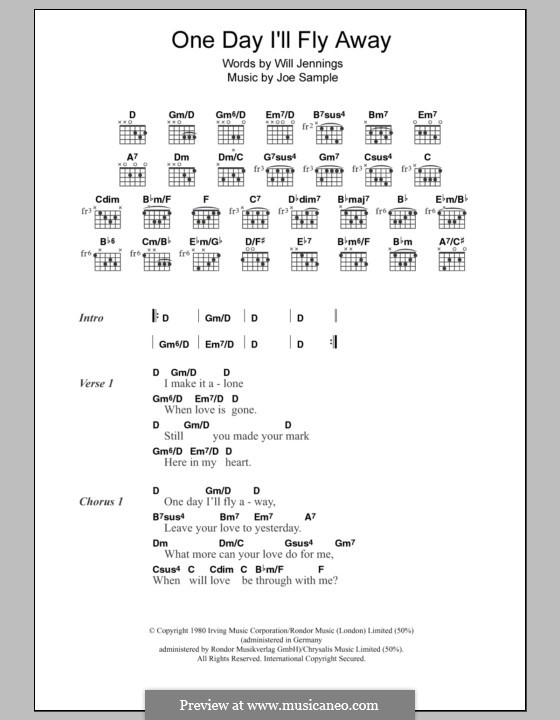 One Day I'll Fly Away (Randy Crawford): Lyrics and chords by Joe Sampl...