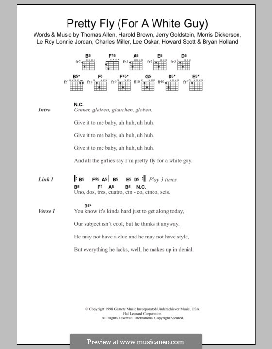 Pretty Fly / For a White Guy (The Offspring): Lyrics and chords by Dexter Holland