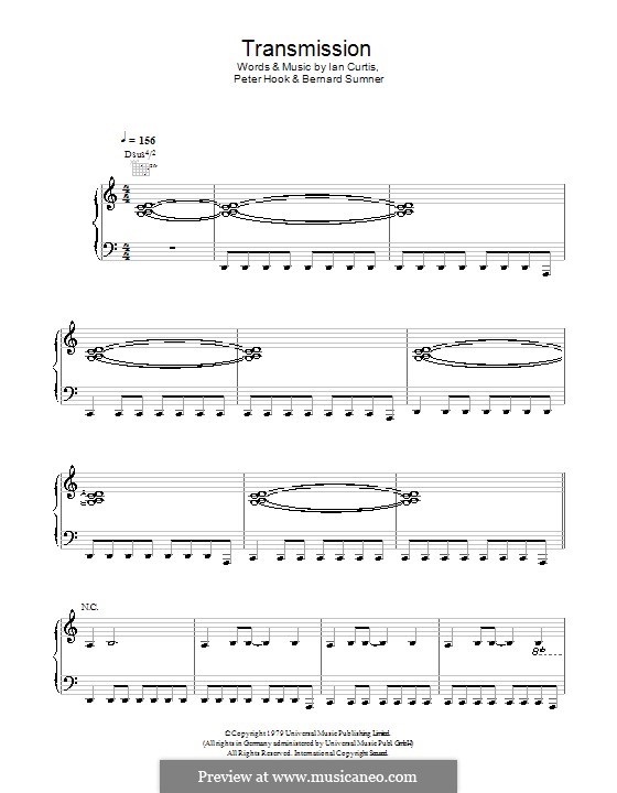 Transmission (Joy Division): For voice and piano (or guitar) by Bernard Sumner, Ian Curtis, Peter Hook, Stephen Morris