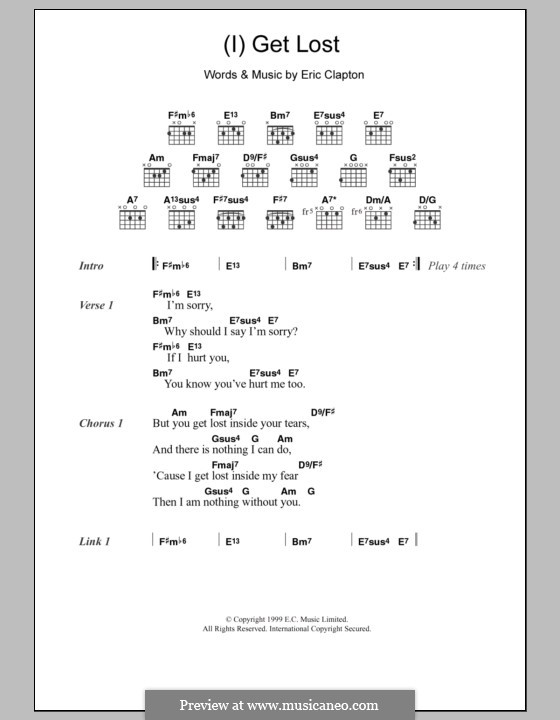 (I) Get Lost: Lyrics and chords by Eric Clapton