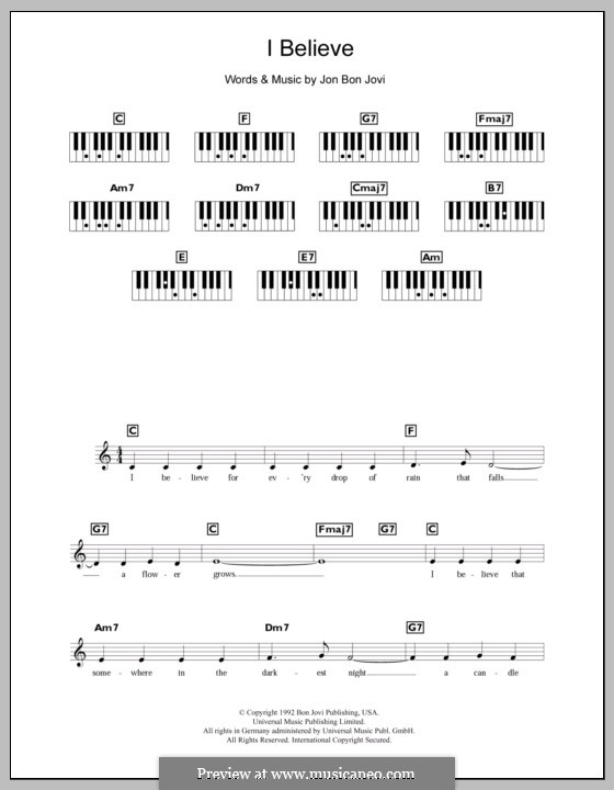 I Believe (Bon Jovi): For keyboard by Jon Bon Jovi