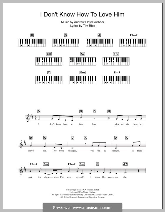 I Don't Know How to Love Him: For keyboard by Andrew Lloyd Webber