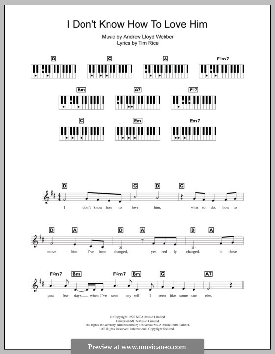 I Don't Know How to Love Him: For keyboard by Andrew Lloyd Webber