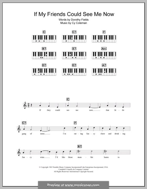 If My Friends Could See Me Now (from Sweet Charity): For keyboard by Cy Coleman