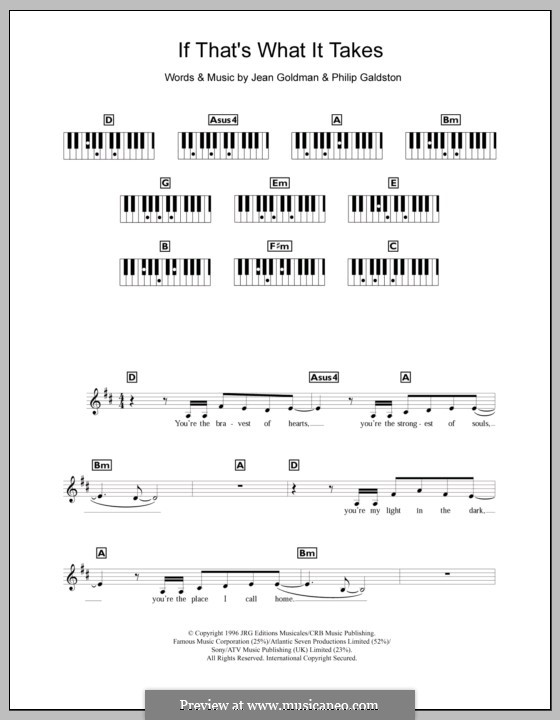 If That's What It Takes (Celine Dion): For keyboard by Jean-Jacques Goldman