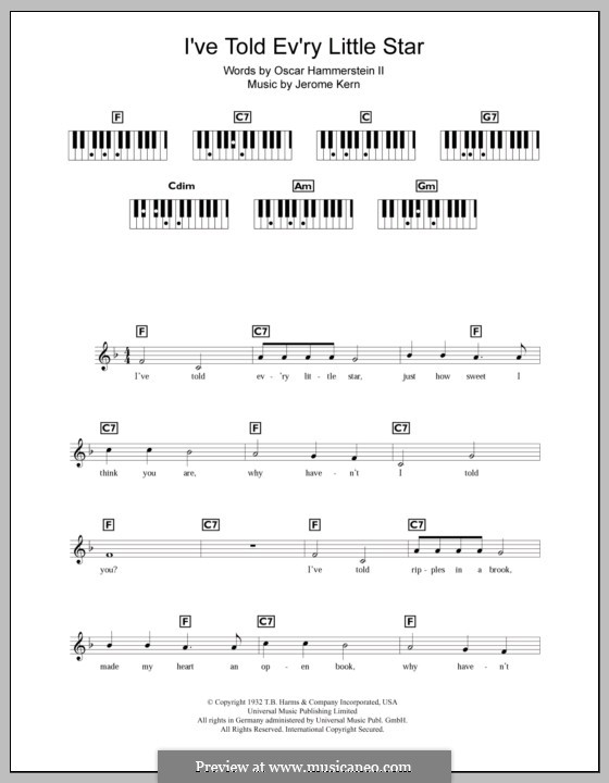 I've Told Ev'ry Little Star (from Music In The Air): For keyboard by Jerome Kern