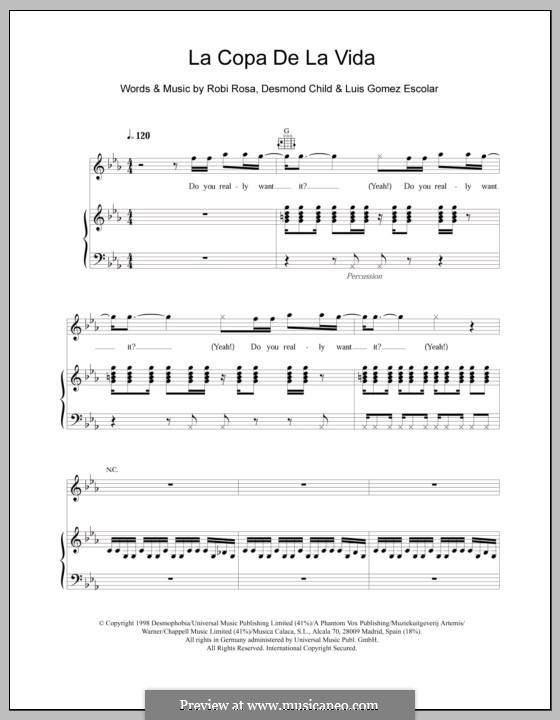 La Copa de la Vida (The Cup of Life): For voice and piano or guitar (Ricky Martin) by Desmond Child, Luis Gomez-Escolar