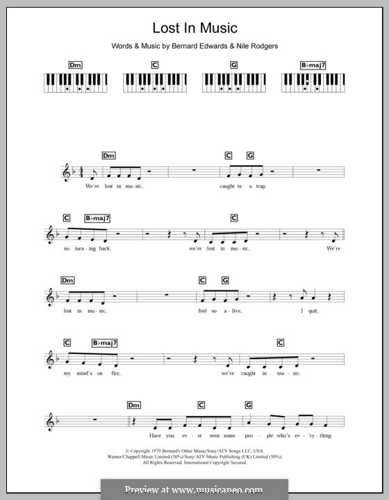 Lost in Music (Sister Sledge): For keyboard by Bernard Edwards, Nile Rodgers