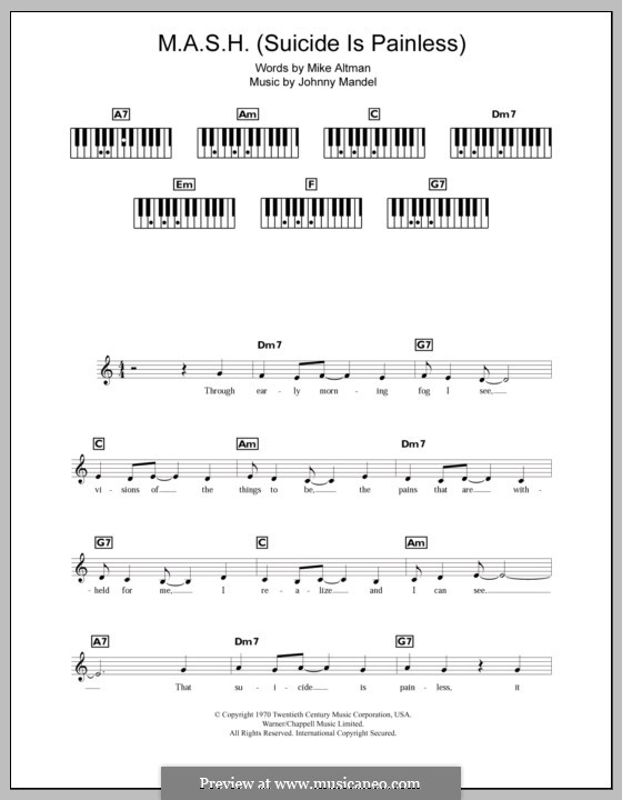 M.A.S.H. (Suicide is Painless): For keyboard by Johnny Mandel