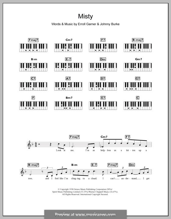 Misty (Johnny Mathis): For keyboard by Erroll Garner