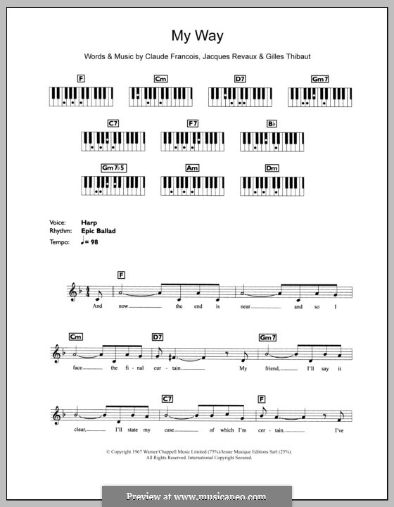 My Way: For keyboard (Frank Sinatra) by Claude Francois, Jacques Revaux