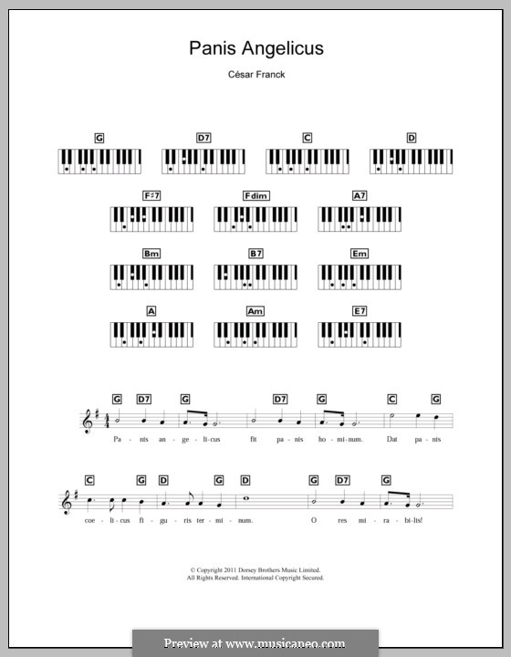 Panis Angelicus (O Lord Most Holy), Printable Scores: For keyboard by César Franck