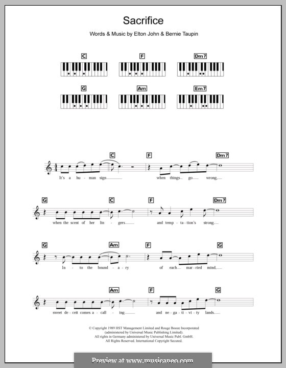 Sacrifice: For keyboard by Elton John