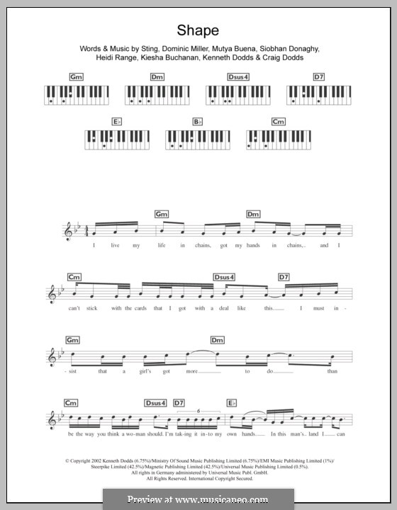 Shape (Sugababes) By Sting, D. Miller - Sheet Music On MusicaNeo