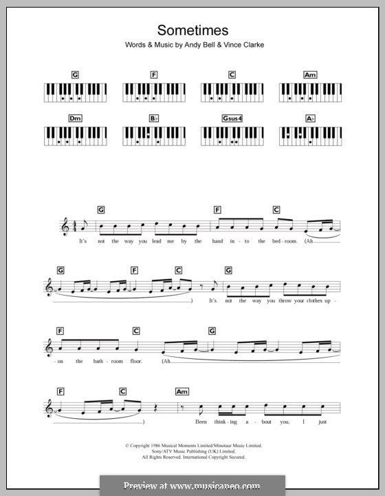 Sometimes (Erasure): For keyboard by Andy Bell, Vince Clarke