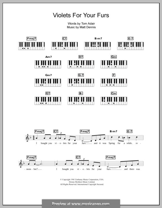 Violets for Your Furs (Frank Sinatra): For keyboard by Matt Dennis