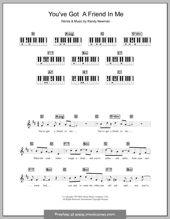 You've Got a Friend in Me (from Disney's Toy Story): For keyboard by Randy Newman