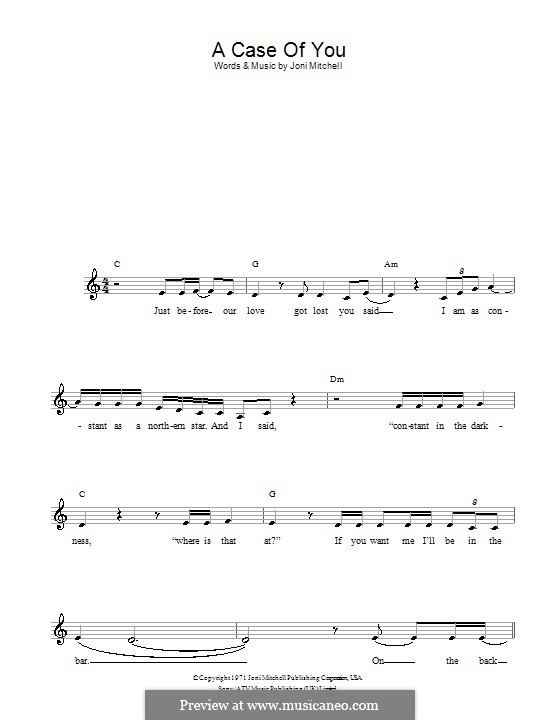 A Case of You (Diana Krall): For keyboard by Joni Mitchell