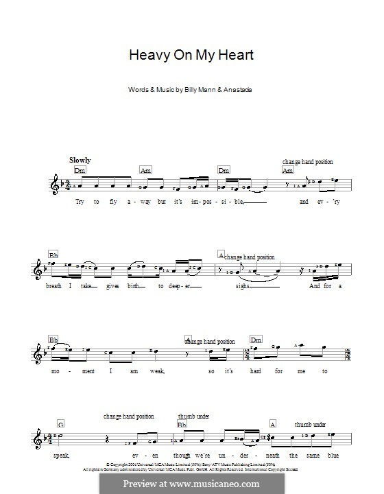 Heavy on My Heart (Anastacia): For keyboard by Billy Mann