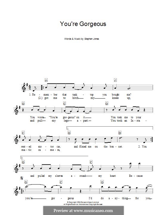 You're Gorgeous (Babybird): For keyboard by Stephen Jones