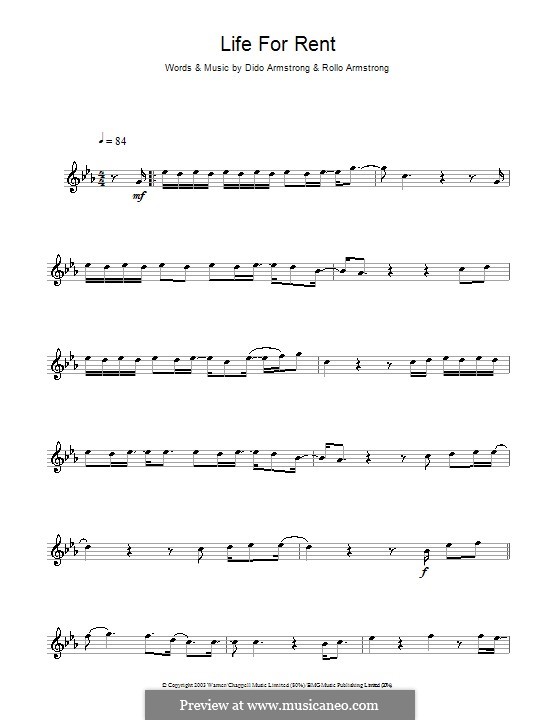 Life for Rent (Dido): For flute by Dido Armstrong, Rollo Armstrong