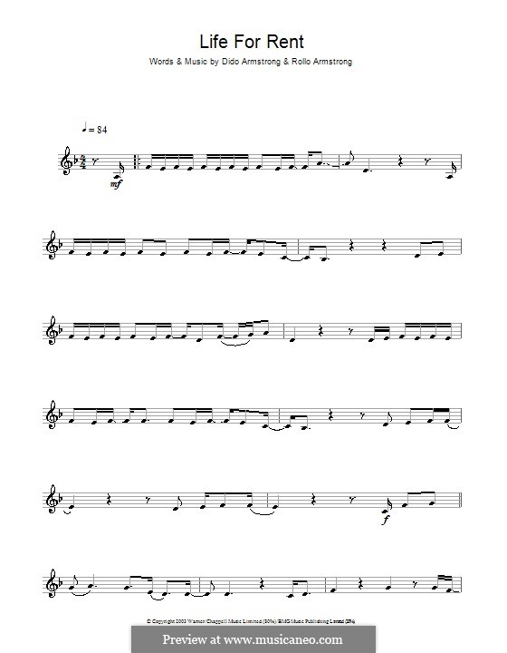 Life for Rent (Dido): For clarinet by Dido Armstrong, Rollo Armstrong
