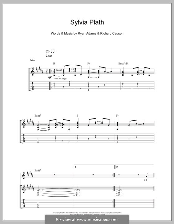 Sylvia Plath: For guitar with tab by Richard Causon, Ryan Adams