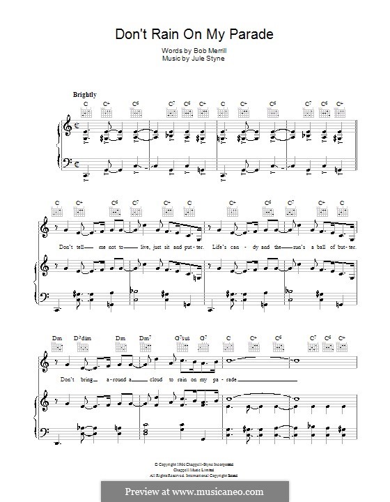 Don't Rain on My Parade: For voice and piano (or guitar) by Jule Styne