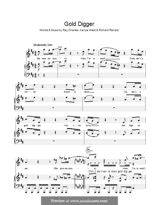 Kanye West: Gold Digger sheet music for voice, piano or guitar