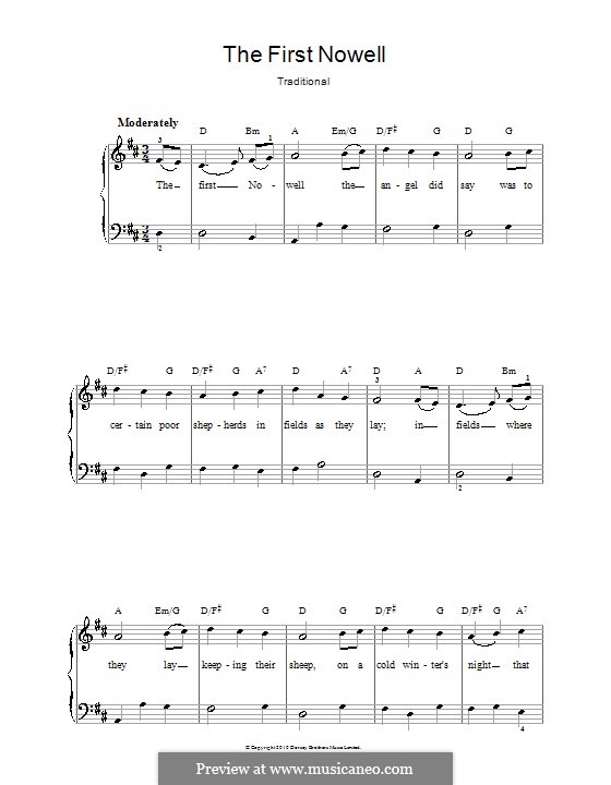 The First Nowell (The First Noël), Printable scores by folklore on MusicaNeo