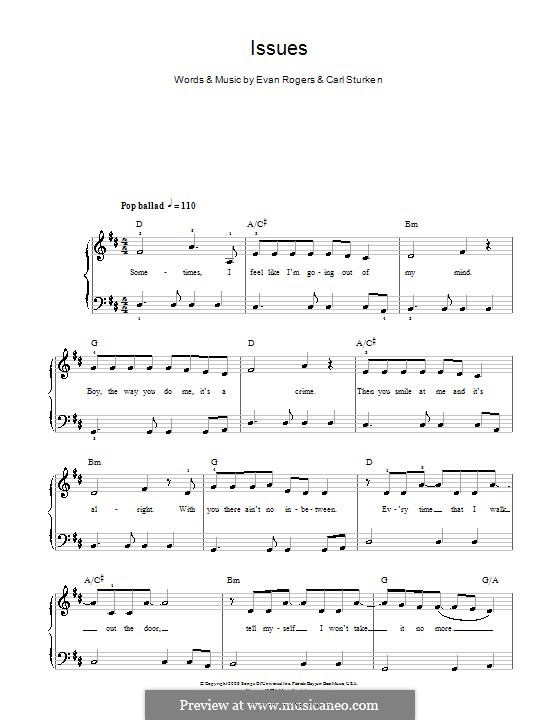 Issues (The Saturdays): For easy piano by Carl Sturken, Evan Rogers