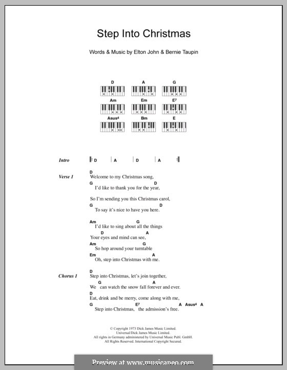 Step Into Christmas by E. John sheet music on MusicaNeo