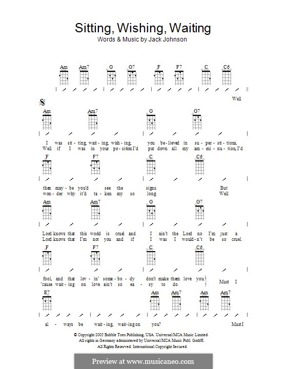 Sitting, Waiting, Wishing: For ukulele with strumming patterns by Jack Johnson