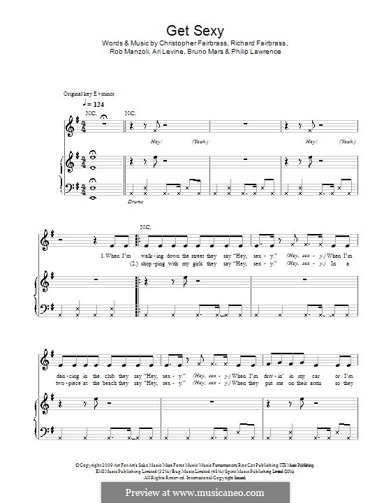 Get Sexy (Sugababes): For voice and piano (or guitar) by Ari Levine, Christopher Fairbrass, Bruno Mars, Philip Lawrence, Richard Fairbrass, Rob Manzoli