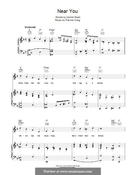 Near You: For voice and piano (or guitar) by Francis Craig