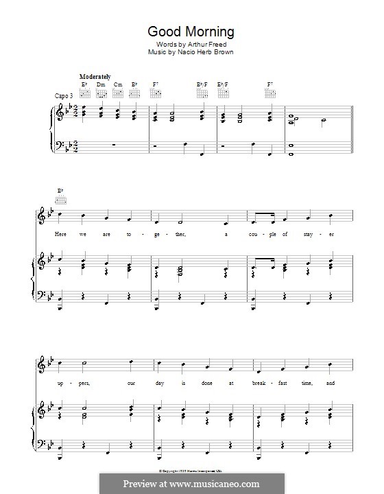 Good Morning From Singin In The Rain By N H Brown On Musicaneo
