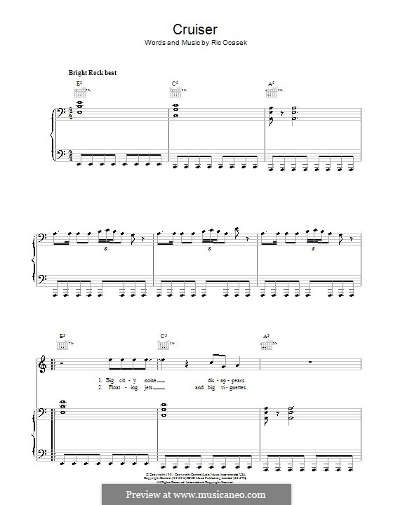 Cruiser (The Cars): For voice and piano (or guitar) by Elliot Easton, Ric Ocasek