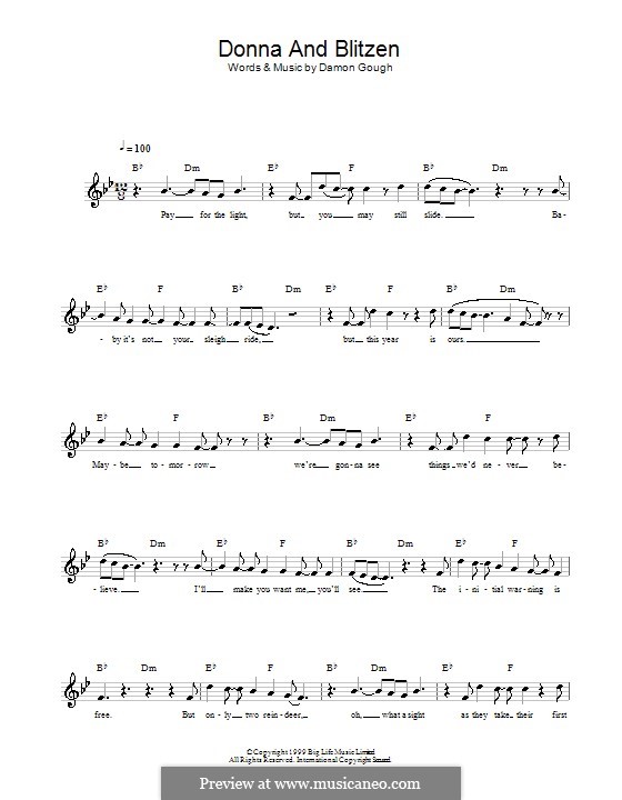 Donna and Blitzen (Badly Drawn Boy) by D. Gough - sheet music on MusicaNeo