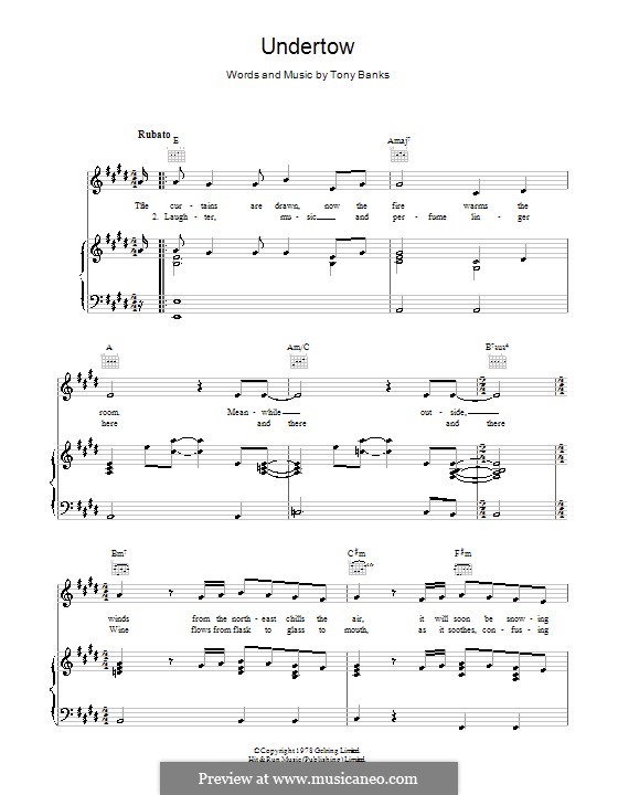 Undertow (Genesis): For voice and piano (or guitar) by Tony Banks