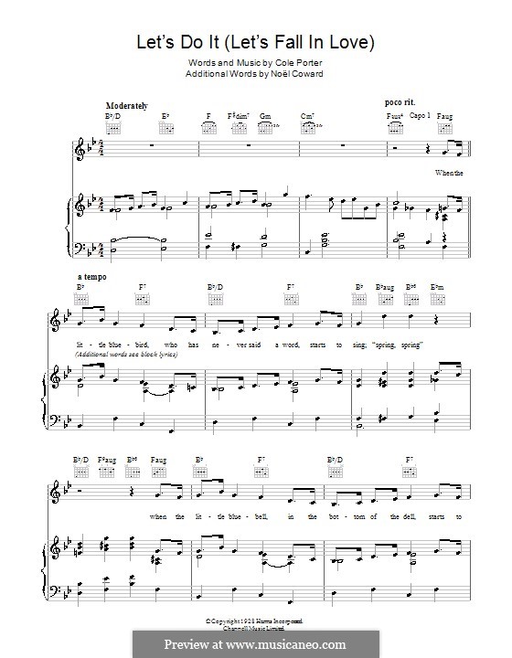 Let's Do It (Let's Fall in Love) by C. Porter sheet music on MusicaNeo