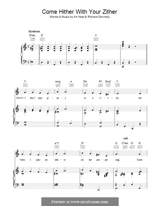 Come Hither with Your Zither: For voice and piano (or guitar) by Art Noel, Max Miller, Richard Donnelly