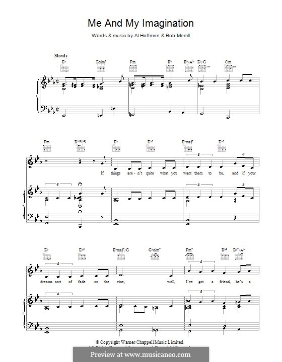 Me and My Imagination: For voice and piano (or guitar) by Al Hoffman, Bob Merrill