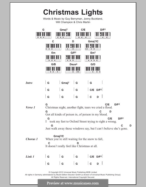 Christmas Lights (Coldplay): Lyrics and piano chords by Chris Martin, Guy Berryman, Jonny Buckland, Will Champion