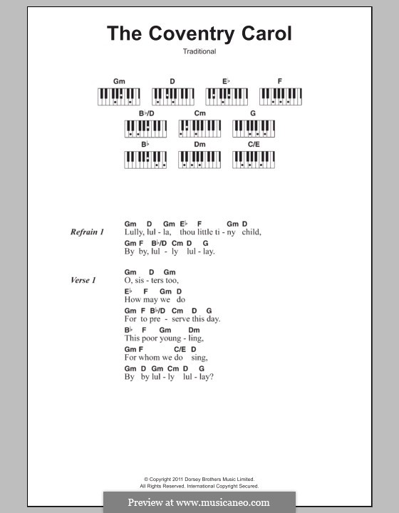 Vocal-instrumental version (printable scores): Lyrics and piano chords by folklore