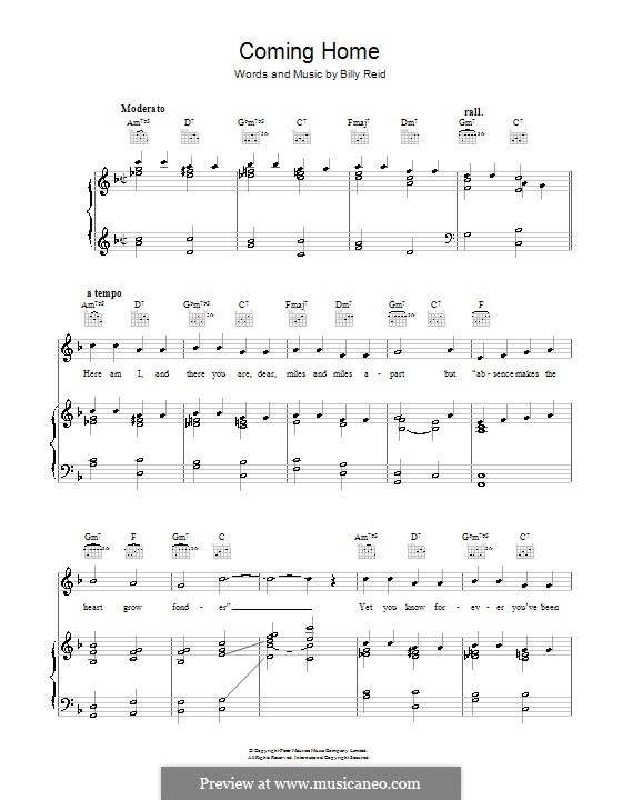 Coming Home: For voice and piano (or guitar) by Billy Reid
