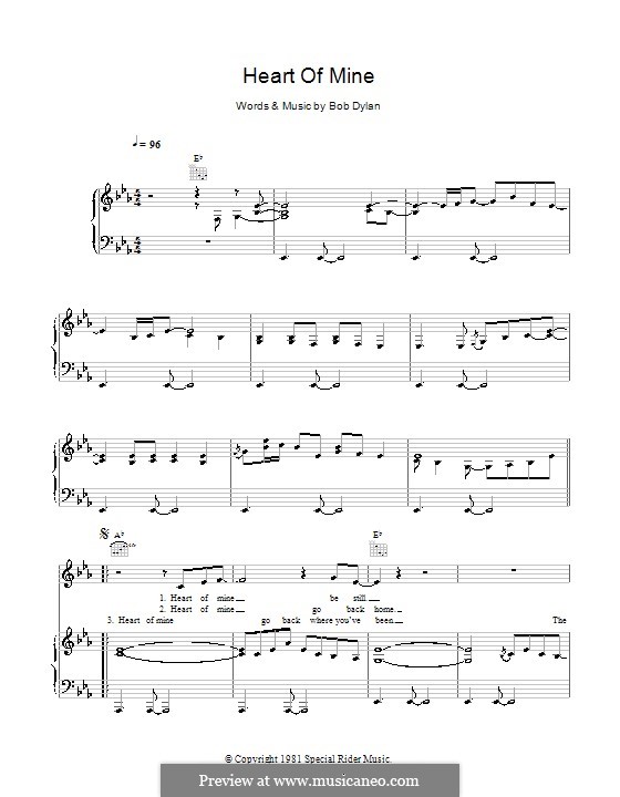 Heart of Mine (Norah Jones): For voice and piano (or guitar) by Bob Dylan