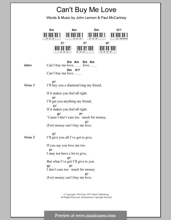 Vocal version: Lyrics and piano chords by John Lennon, Paul McCartney