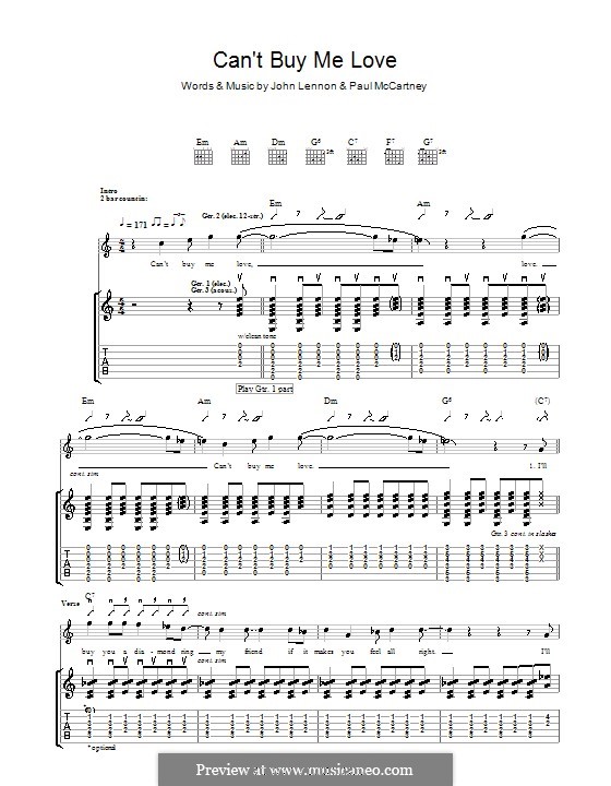 Instrumental version: Guitar tab by John Lennon, Paul McCartney