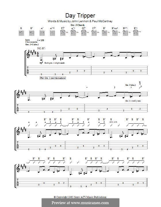 Instrumental version: For guitar by John Lennon, Paul McCartney