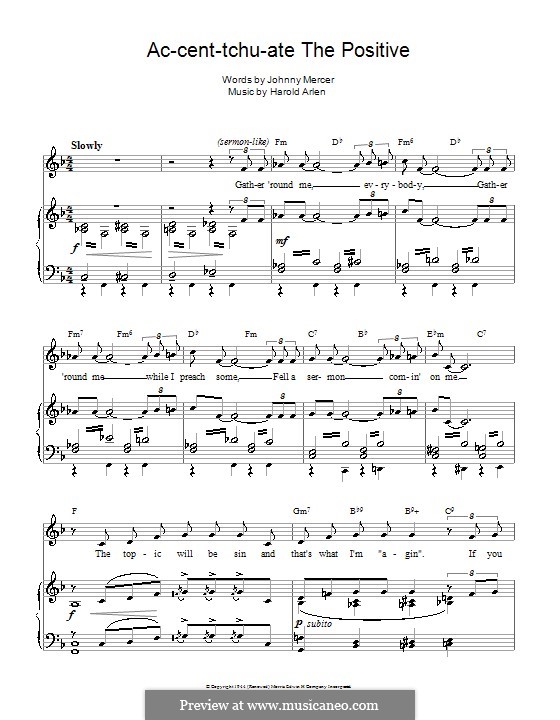 Ac-cent-tchu-ate the Positive: For voice and piano (or guitar) by Harold Arlen